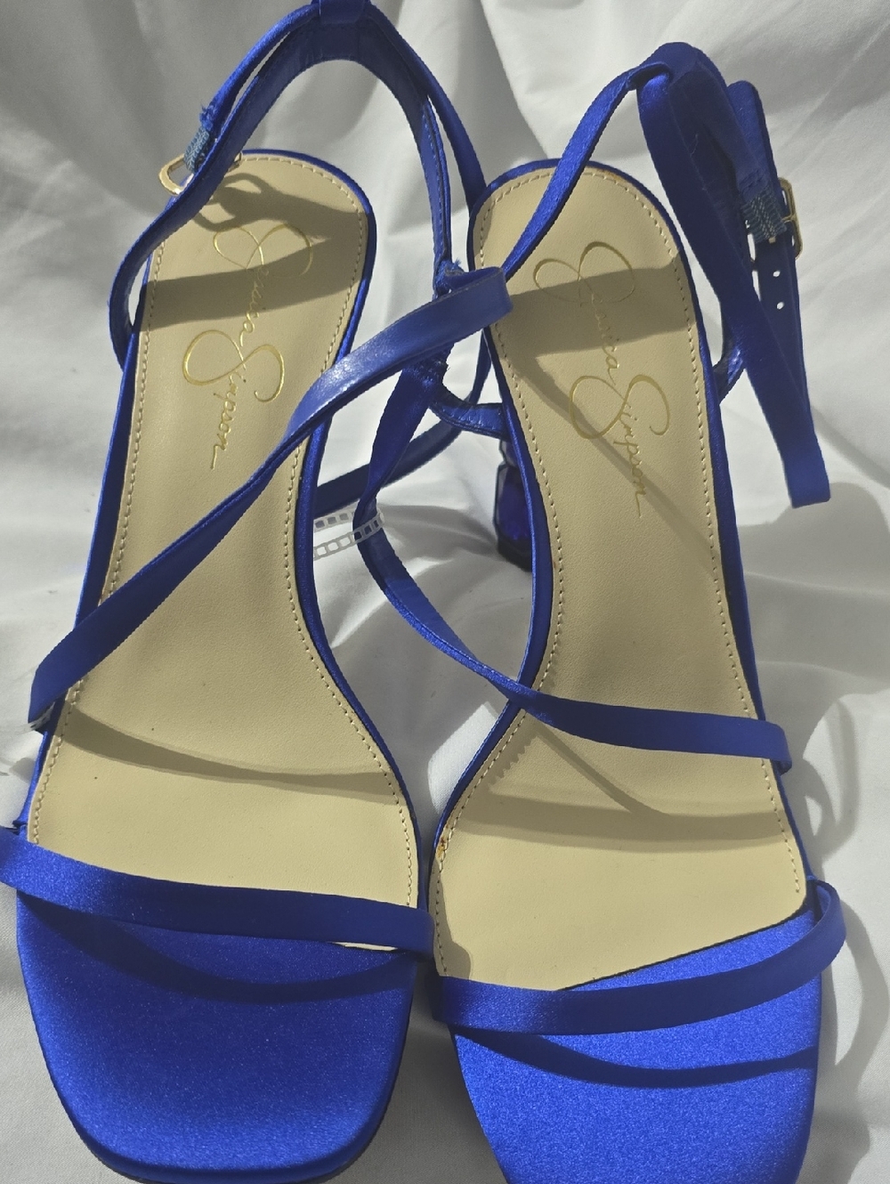 Jessica Simpson Royal Blue Satin Strappy Sandals